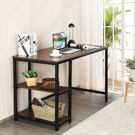 47"/55" Computer Desk Office Study Table Workstation Home with Adjustable Shelf Rustic Brown-M