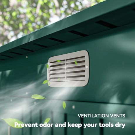 Outsunny 3.7 x 7.9ft Galvanised Steel Shed, with Latched Door and Padlock - Green