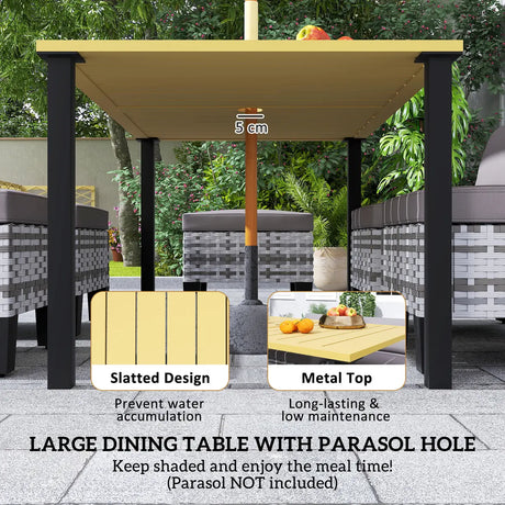 Outsunny Seven-Piece Rattan Dining Set - Grey