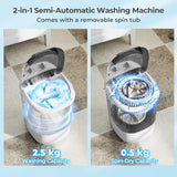 2.5 kg Capacity Portable Mini Washing Machine with Spin Tub and Drain Hose-Grey