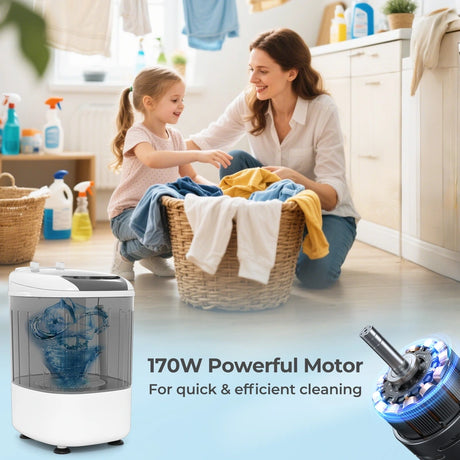 2.5 kg Capacity Portable Mini Washing Machine with Spin Tub and Drain Hose-Grey