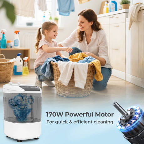 2.5 kg Capacity Portable Mini Washing Machine with Spin Tub and Drain Hose-Grey