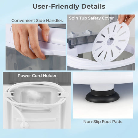 2.5 kg Capacity Portable Mini Washing Machine with Spin Tub and Drain Hose-Grey