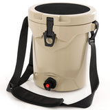 10 QT Drink Cooler Insulated Ice Chest with Spigot Flat Seat Lid and Adjustable Strap-Beige