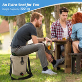 10 QT Drink Cooler Insulated Ice Chest with Spigot Flat Seat Lid and Adjustable Strap-Beige
