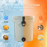 10 QT Drink Cooler Insulated Ice Chest with Spigot Flat Seat Lid and Adjustable Strap-Beige