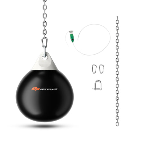 18 Inch 110 Pound Heavy Punching Water Aqua Bag with Adjustable Metal Chain-Black