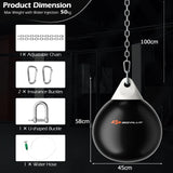 18 Inch 110 Pound Heavy Punching Water Aqua Bag with Adjustable Metal Chain-Black