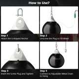 18 Inch 110 Pound Heavy Punching Water Aqua Bag with Adjustable Metal Chain-Black