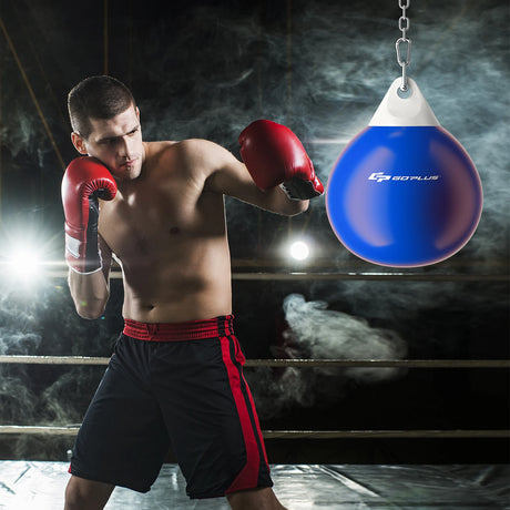 Water Punching Bag with Water Injector and Hanging Accessories-Blue