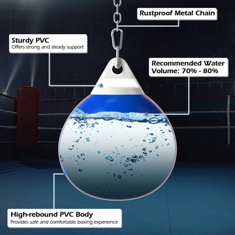 Water Punching Bag with Water Injector and Hanging Accessories-Blue