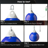 Water Punching Bag with Water Injector and Hanging Accessories-Blue
