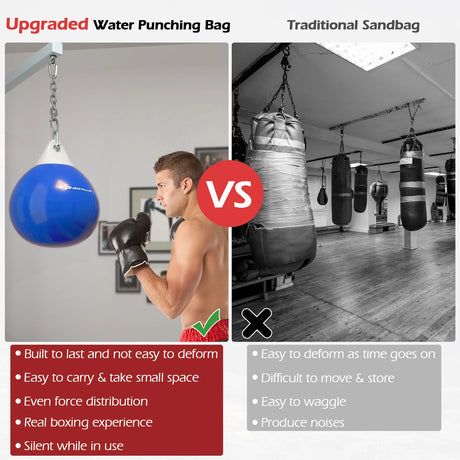 Water Punching Bag with Water Injector and Hanging Accessories-Blue