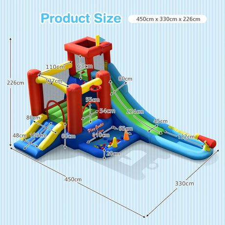 9-in-1 Inflatable Kids Water Slide Bounce House without Blower