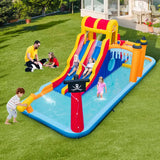 6-In-1 Inflatable Water Slide with Dual Slides and Cave Crawling Game without Blower