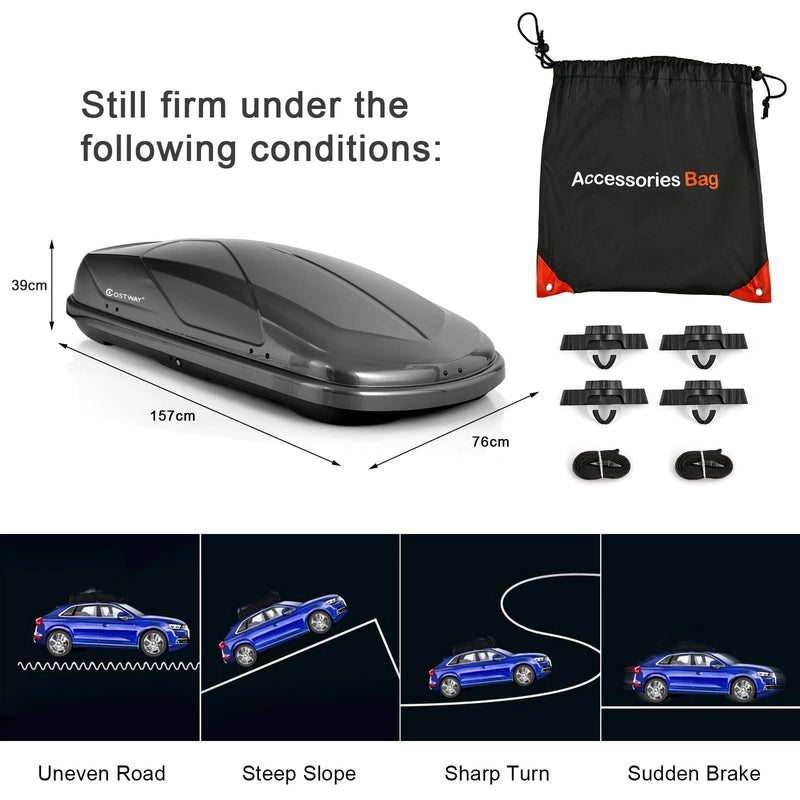 14 Cubic Feet Cargo Box Dual-sided Opening Car Roof-Black