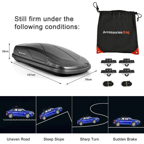14 Cubic Feet Cargo Box Dual-sided Opening Car Roof-Black