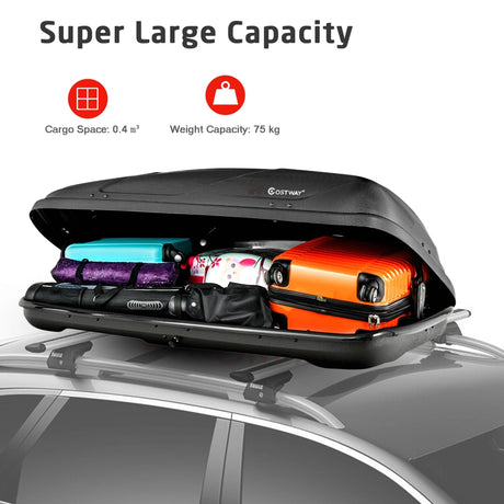 14 Cubic Feet Cargo Box Dual-sided Opening Car Roof-Black
