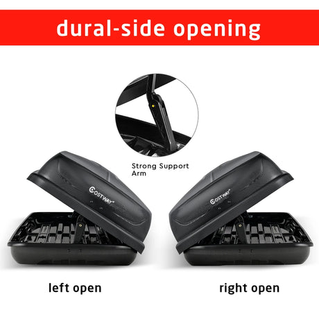 14 Cubic Feet Cargo Box Dual-sided Opening Car Roof-Black