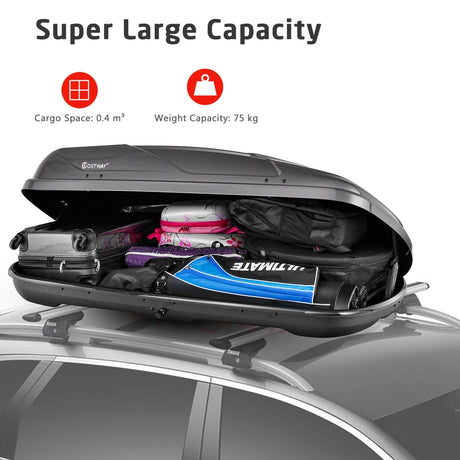 14 Cubic Feet Cargo Box Dual-sided Opening Car Roof-Gray