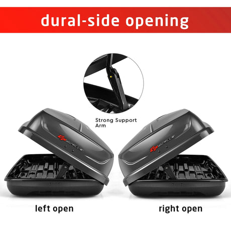 14 Cubic Feet Cargo Box Dual-sided Opening Car Roof-Gray