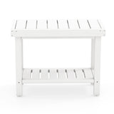 2-Tier Heavy Duty HDPE Shower Chair with Storage Shelf and Anti-slip Foot Pads-White
