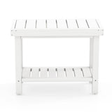2-Tier Heavy Duty HDPE Shower Chair with Storage Shelf and Anti-slip Foot Pads-White