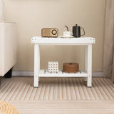 2-Tier Heavy Duty HDPE Shower Chair with Storage Shelf and Anti-slip Foot Pads-White