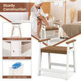 Shower Bench with Arms for Inside Shower Shaving Legs-Brown