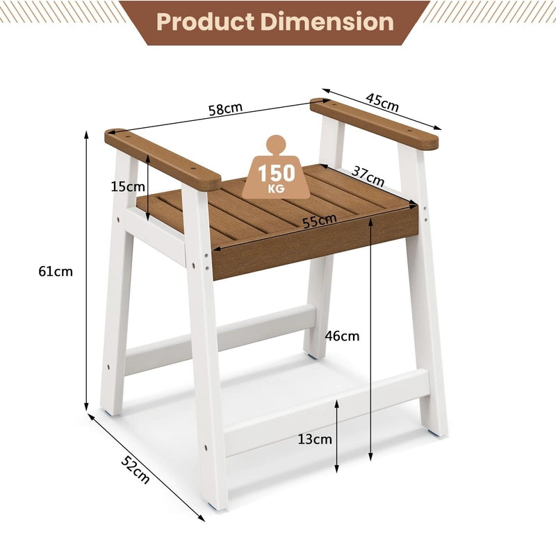 Shower Bench with Arms for Inside Shower Shaving Legs-Brown