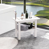 Shower bench bathroom bathroom stool waterproof with handle &amp; storage compartment shower stool up to 150 kg load capacity white