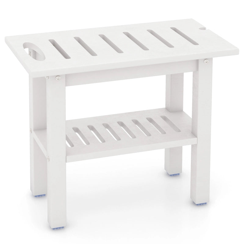 Shower bench bathroom bathroom stool waterproof with handle &amp; storage compartment shower stool up to 150 kg load capacity white