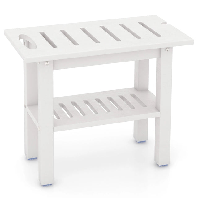Shower bench bathroom bathroom stool waterproof with handle &amp; storage compartment shower stool up to 150 kg load capacity white