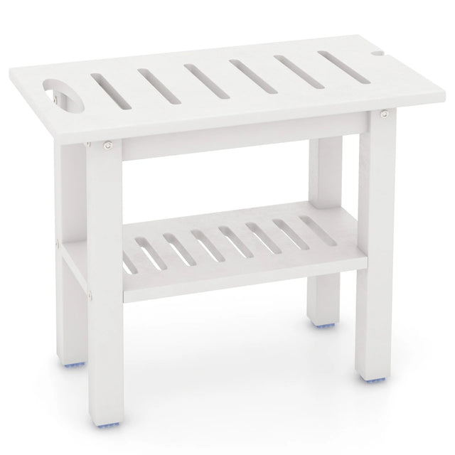 Shower bench bathroom bathroom stool waterproof with handle &amp; storage compartment shower stool up to 150 kg load capacity white