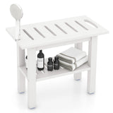 Shower bench bathroom bathroom stool waterproof with handle &amp; storage compartment shower stool up to 150 kg load capacity white