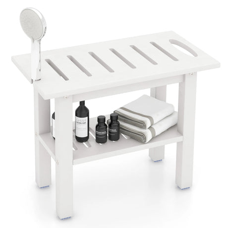 Shower bench bathroom bathroom stool waterproof with handle &amp; storage compartment shower stool up to 150 kg load capacity white