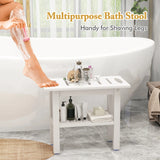 Shower bench bathroom bathroom stool waterproof with handle &amp; storage compartment shower stool up to 150 kg load capacity white