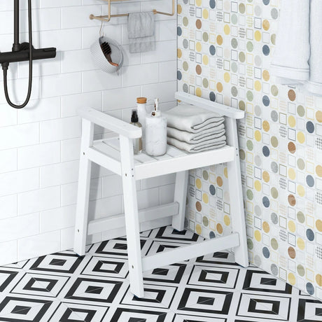 Heavy Duty Shower Bench with Arms for Inside Shower Shaving Legs-White