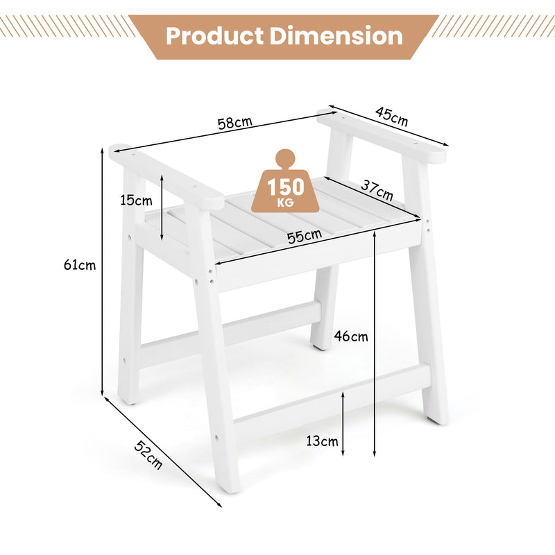 Heavy Duty Shower Bench with Arms for Inside Shower Shaving Legs-White