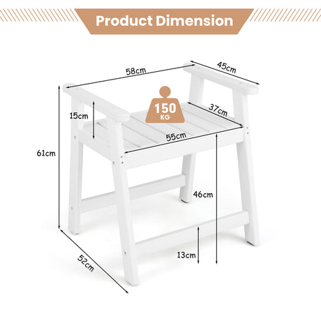 Heavy Duty Shower Bench with Arms for Inside Shower Shaving Legs-White