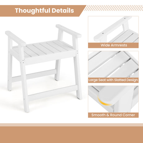 Heavy Duty Shower Bench with Arms for Inside Shower Shaving Legs-White