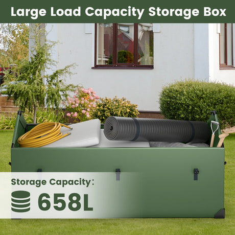 Waterproof Outdoor Storage Box with Ventilated Window, Adjustable Snap-Green