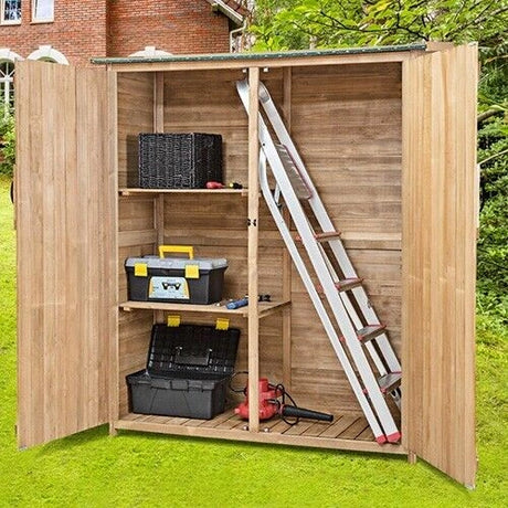 64 Inch Wooden Storage Shed Outdoor Fir Wood Cabinet