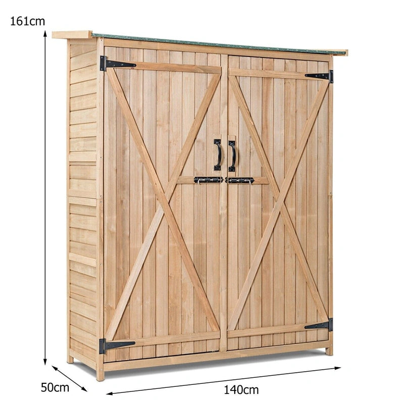 64 Inch Wooden Storage Shed Outdoor Fir Wood Cabinet