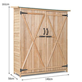 64 Inch Wooden Storage Shed Outdoor Fir Wood Cabinet