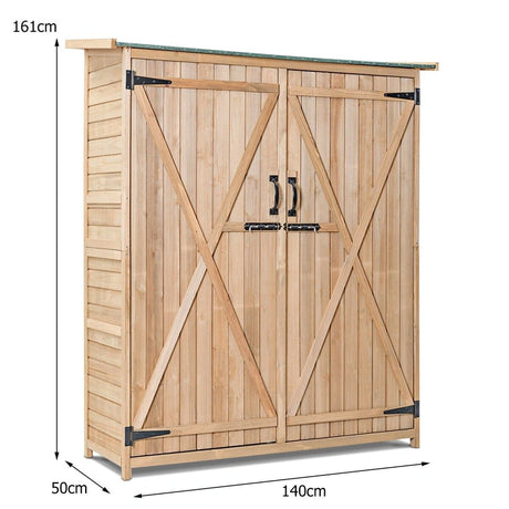 64 Inch Wooden Storage Shed Outdoor Fir Wood Cabinet