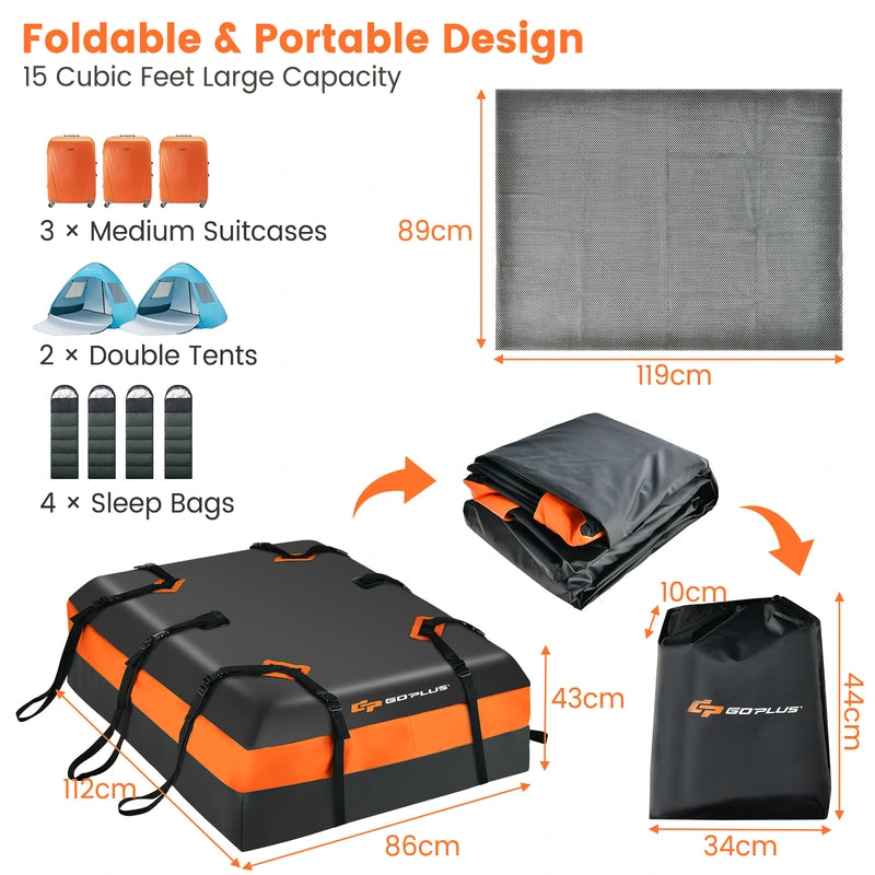Roof luggage bag for all vehicles Roof box with 450 L capacity