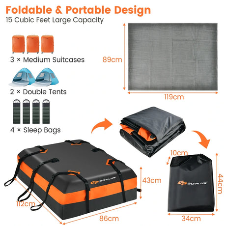 Roof luggage bag for all vehicles Roof box with 450 L capacity