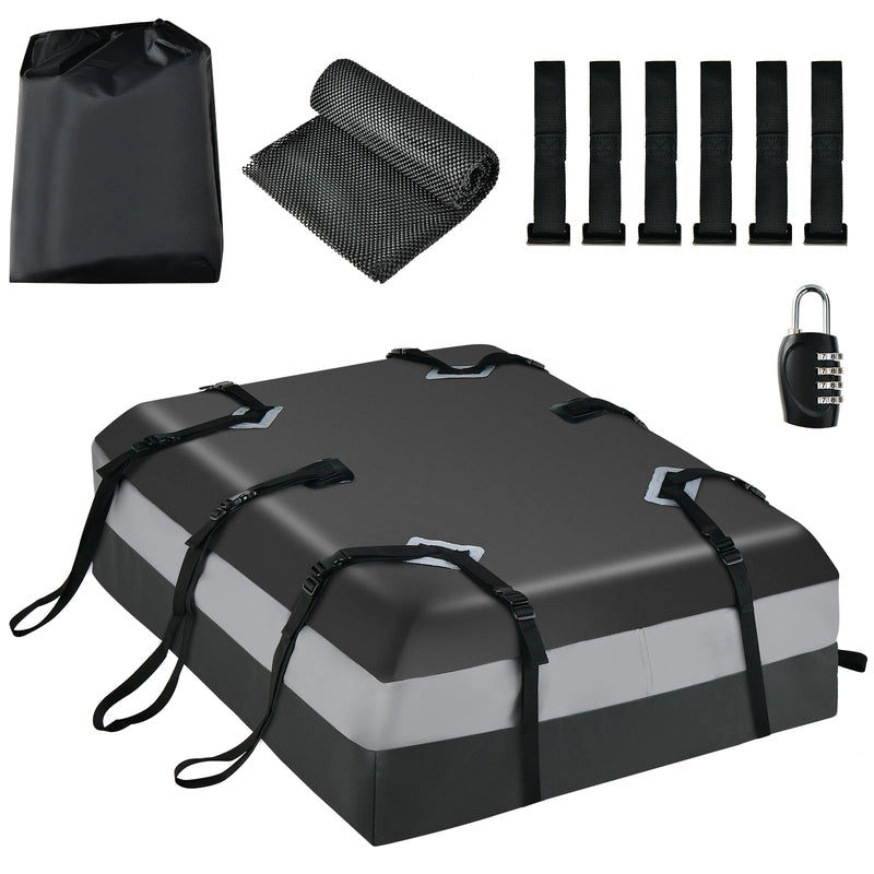 420 L roof box for car with combination lock &amp; 6 door hooks &amp; anti-slip mat waterproof roof box gray