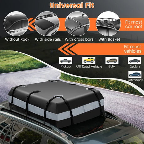 420 L roof box for car with combination lock &amp; 6 door hooks &amp; anti-slip mat waterproof roof box gray